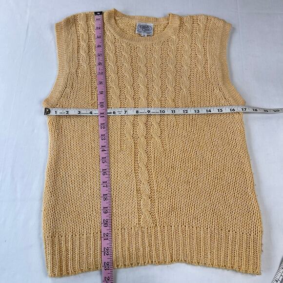 Chelsea Place Vintage Yellow Silk Blend Cable Knit Sweater Vest Size Medium - Picture 5 of 5